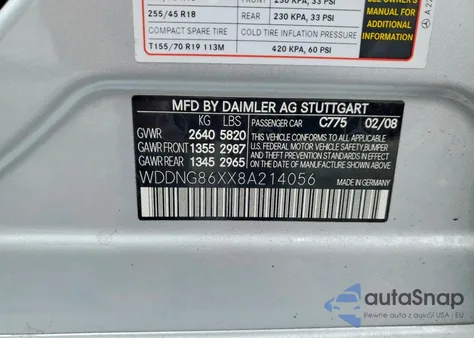 2008 Mercedes-Benz S 550 4Matic z USA, uszkodzony, nr VIN WDDNG86XX8A214056